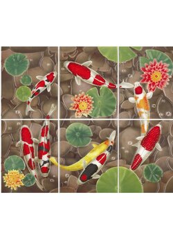 กระเบื้องผนังภาพชุด 8X10 นิ้ว ปลาแฟนซีคาร์ฟ น้ำตาลWALL TILE SERIES ARTE FANCY KOI FISH 8X10" BROWN
