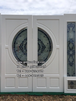 ประตูไม้สักกระจกนิรภัย โมเดิร์น สีขาว GBBB - 38