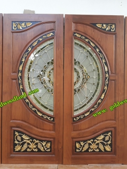 ประตูไม้สักกระจกนิรภัย บานเลื่อน GBBB - 55