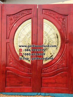 ประตูไม้สักกระจกนิรภัย GBBB - 263