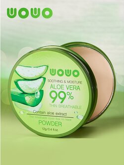!!สินค้าขายดี!! WOWO แป้งพัฟผสมรองพื้น กันแดด SPF 25++ WOWO Aloe Vera Powder