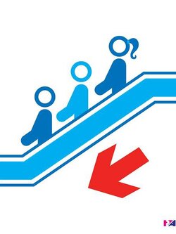 ป้าย ลงบันไดเลื่อน