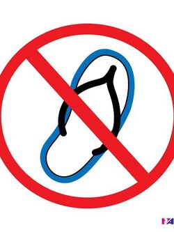 SA1937 ป้าย ห้ามใส่รองเท้าแตะ