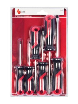 HANDI ชุดไขควง 6 ชิ้น รุ่น 1870 สีแดง - ดำ สำหรับงานช่าง