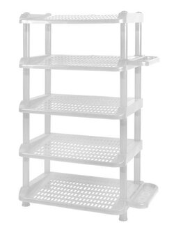 KASSA HOME ชั้นวางรองเท้าพลาสติก 5 ชั้น (10 คู่) รุ่น SHC-251/5-CR ขนาด 47 x 38 x 84 ซม. สีขาว สวยงาม โดดเด่น ดูทันสมัย