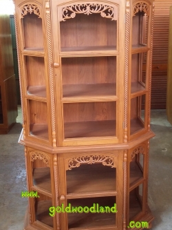 ตู้โชว์ไม้สัก ลาย 01