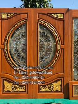 ประตูไม้สักกระจกนิรภัย GBBB - 69