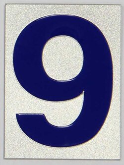 S945-เลข 9 สีเงิน ขนาด 4.7*6.4 ซม