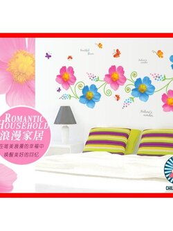 Wall Sticker วอลเปเปอร์สติกเกอร์ ตกแต่งผนังราคาส่ง รูปวาด 3D สามมิติ สติ๊กเกอร์ติดผนัง ดอกไม้ ผีเสื้อบิน วินเทจ