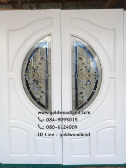 ประตูไม้สักกระจกนิรภัย + บานเฟี้ยม GBBB - 34