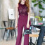 PS0025 ชุดเซ็ทลูกไม้ ชุดเซ็ต ชุดออกงาน ชุดทำงาน (สีแดงเลือดหมู)
