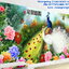 นกยูงคู่ดอกโบตั๋น ชุดปักครอสติช พิมพ์ลาย ครอสติสจีน งานฝีมือ DIY