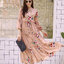 MD0024 เสื้อผ้าแฟชั่นเกาหลี เดรสเกาหลี เดรสยาว เดรสแฟชั่น แม็กซี่เดรส Maxidress ลายดอก Maxi Dress (สีนู้ด)