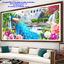 นกยูงคู่ ธรรมชาติ ครอสติสปักสำเร็จ190x80cm ไม่รวมกรอบ งานฝีมือ DIY