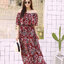 MD0028 เสื้อผ้าแฟชั่นเกาหลี เดรสเกาหลี เดรสยาว เดรสแฟชั่น แม็กซี่เดรส Maxidress ลายดอก Maxi Dress (สีแดง)