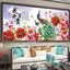 นกยูงคู่ ดอกโบตั๋น ครอสติสปักสำเร็จ190x80cm ไม่รวมกรอบ งานฝีมือ DIY