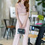 PS0024 ชุดเซ็ทลูกไม้ ชุดเซ็ต ชุดออกงาน ชุดทำงาน (สีชมพูนู้ด)