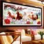 ม้า8ตัว มงคล ครอสติสปักสำเร็จ150x60cm ไม่รวมกรอบ งานฝีมือ DIY